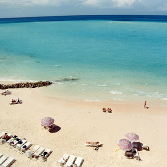 Arial  view of Pompano Beach Club Bermuda private beach. 